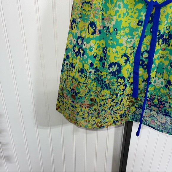 Multicolored Cap Sleeve Scoop keyhole  Neck Sundress large - Picture 4 of 7